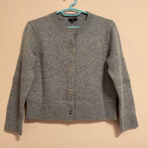 Chanel Gray Knit Cardigan - Picture 1 of 11